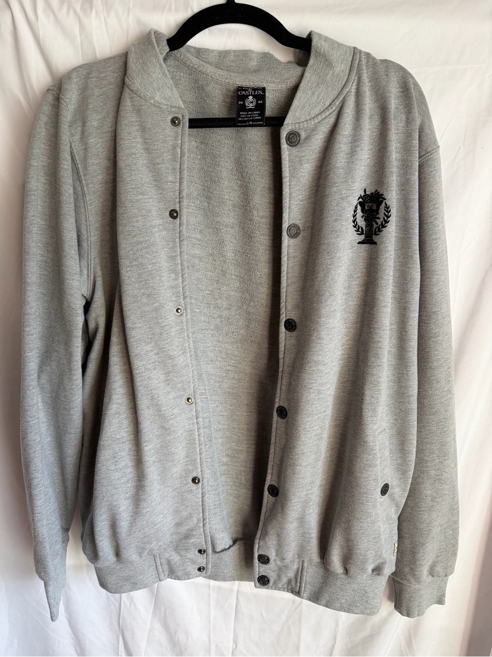 Y2K Vintage Crooks & Castles Mens Gray Varsity Logo Jacket Large Streetwear